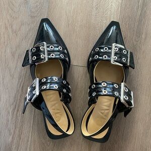 Ganni buckle ballerina flats